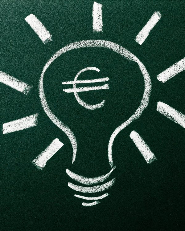 Light bulb as concept of solution for money crisis
